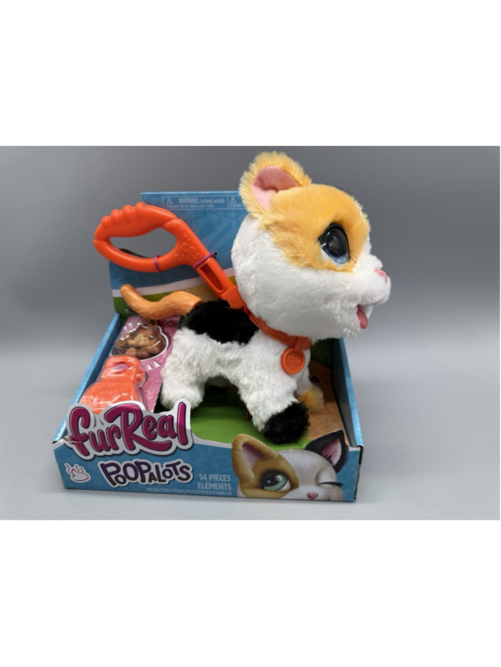 FurReal Poopalots Big Wags Kitty Toy Calico Cat Interactive Walk NIB